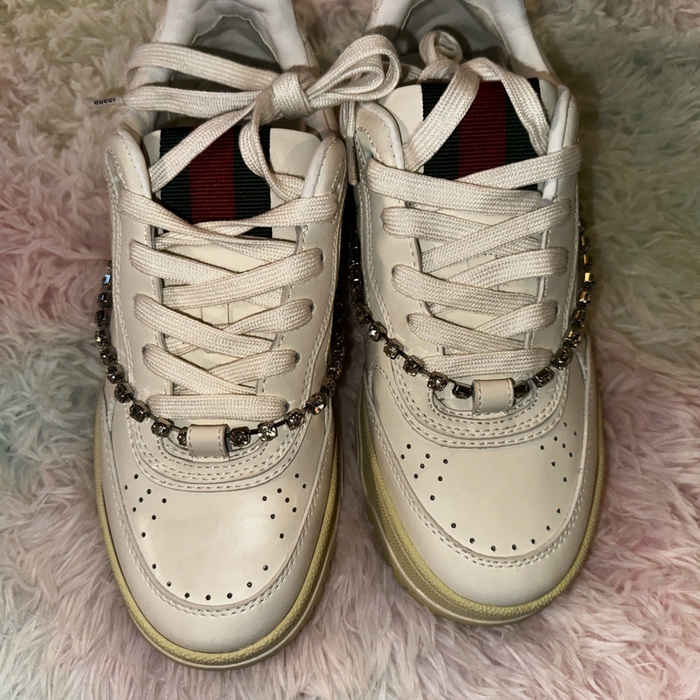 New Gucci Re-Web Crystal Chain Sneakers Size 38 - Picture 5 of 16